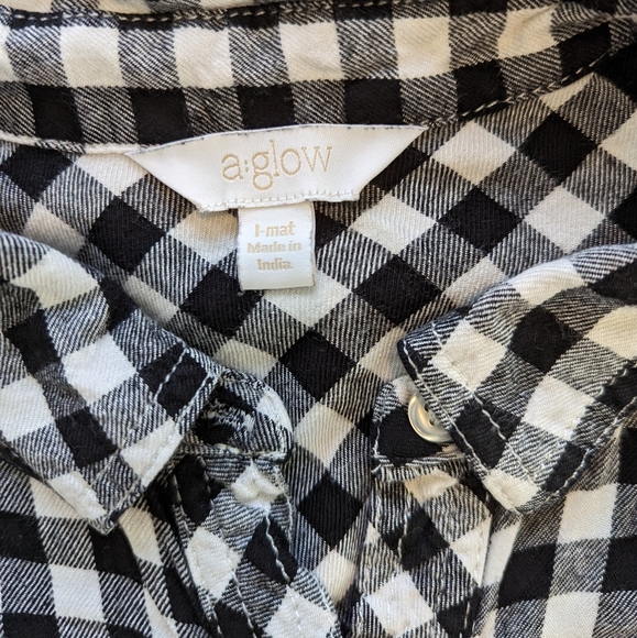 Maternity Large Sleeveless Flannel Black & White Gingham Swing Top Spring Summer - Picture 4 of 4